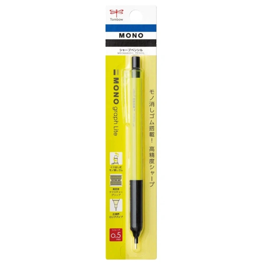 Tombow MONO Graph Lite Mekanik Kurşun Kalem 0,5mm Neon Sarı - Blisterli