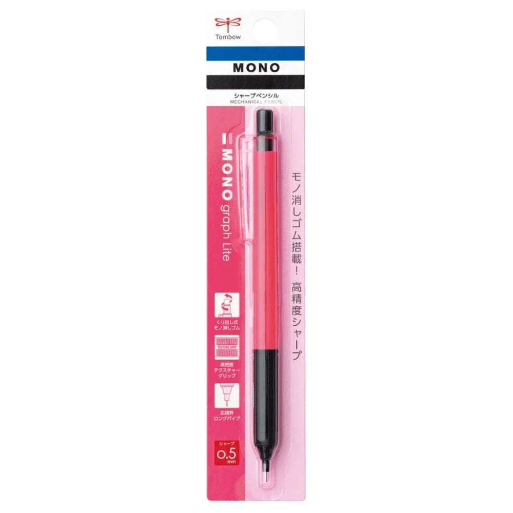 Tombow MONO Graph Lite Mekanik Kurşun Kalem 0,5mm Neon Pembe - Blisterli