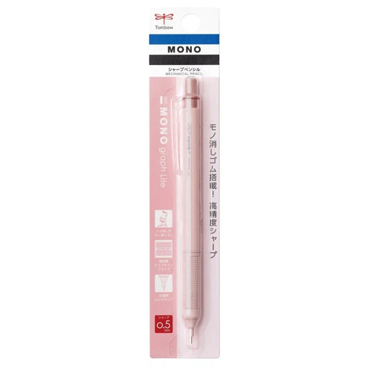 Tombow MONO Graph Lite Mekanik Kurşun Kalem 0,5mm Gri Pembe - Blisterli