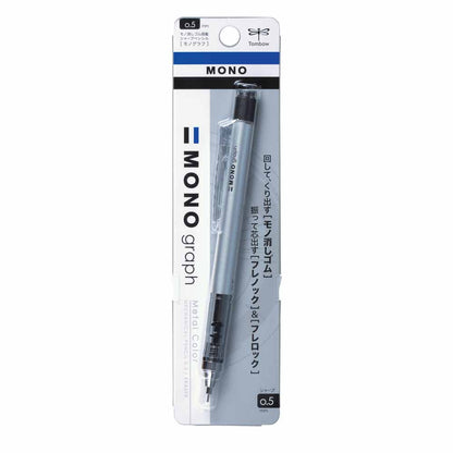 Tombow MONO Graph Metal Mekanik Kurşun Kalem 0.5mm Gümüş (Blisterli)