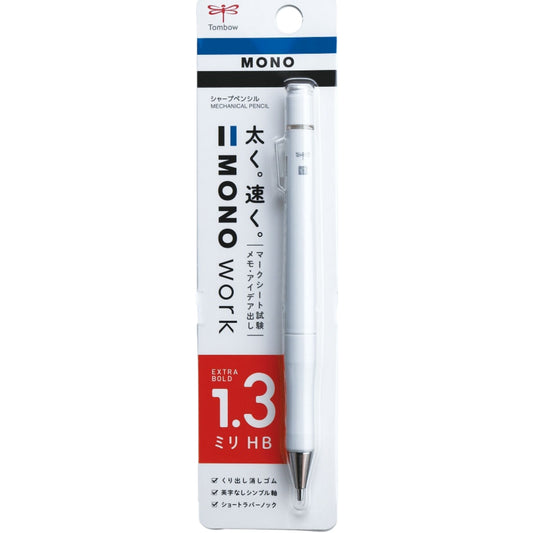 Tombow MONO Work Mekanik Kurşun Kalem 1,3mm Blisterli Beyaz
