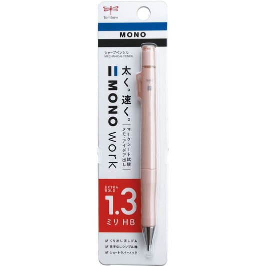 Tombow MONO Work Mekanik Kurşun Kalem 1,3mm Blisterli Pembe