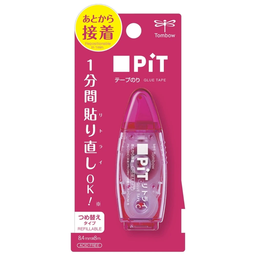 Tombow PiT Retry C Şerit Yapıştırıcı 8,4mmx8m Pembe