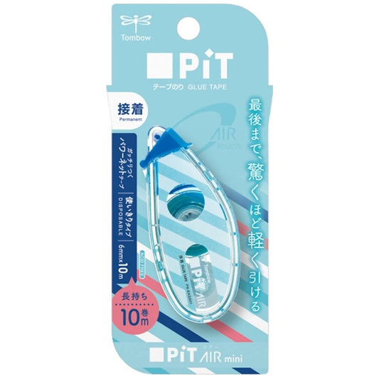 Tombow PiT AIR Mini Şerit Yapıştırıcı 6mmx10m Turkuaz Çizgili