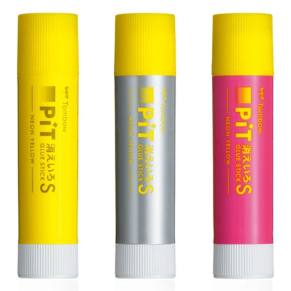 Tombow PiT Kieiro Uçan Neon Sarı Renkli Güçlü Stick Yapıştırıcı 10gr Gri