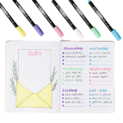 Tombow FUDENOSUKE Colors Yumuşak Fırça Uçlu Çizim&Kaligrafi Kalemi Seti (6 Renk)