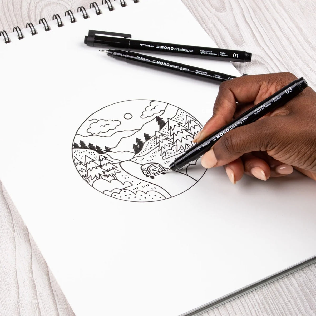 Tombow MONO Çizim Kalemi Çizim Kalemi Seti (3 Uç Kalınlığı)