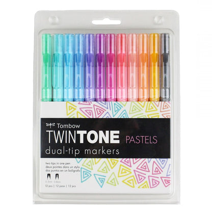 Tombow TWIN TONE Markör Seti Pastels (Pastel Renkler) 12 renk