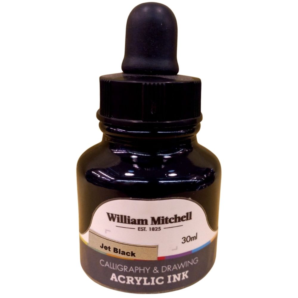 William Mitchell Acrylic Inks 30ml Jet black 06