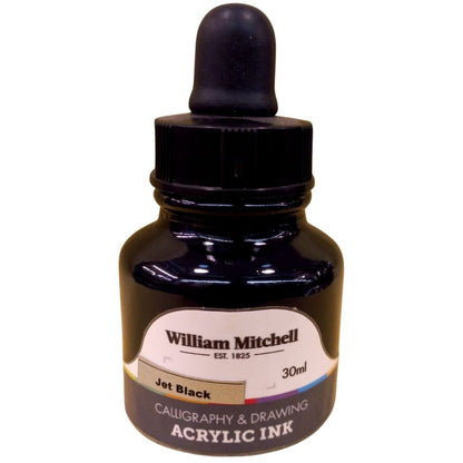 William Mitchell Acrylic Inks 30ml Jet black 06