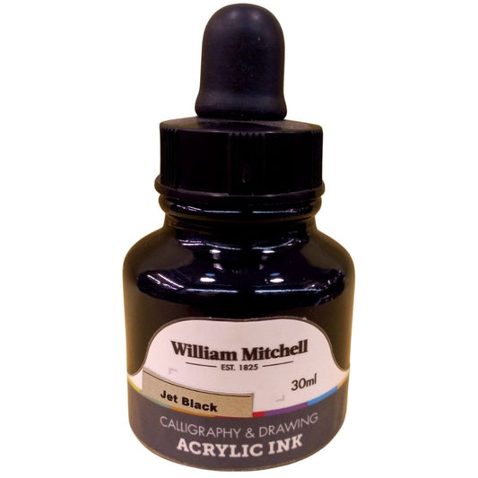 William Mitchell Acrylic Inks 30ml Jet black 06