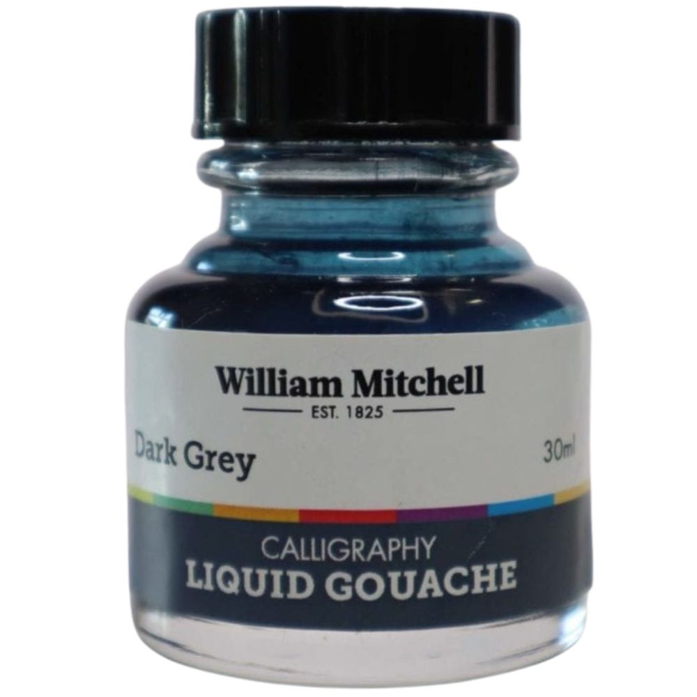 William Mitchell Liquid Gouache 30ml Dark Grey 008