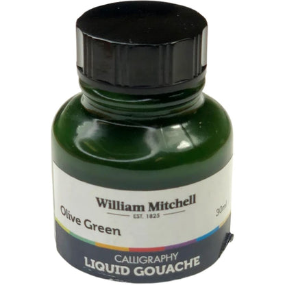 William Mitchell Liquid Gouache 30ml Olive Green 014