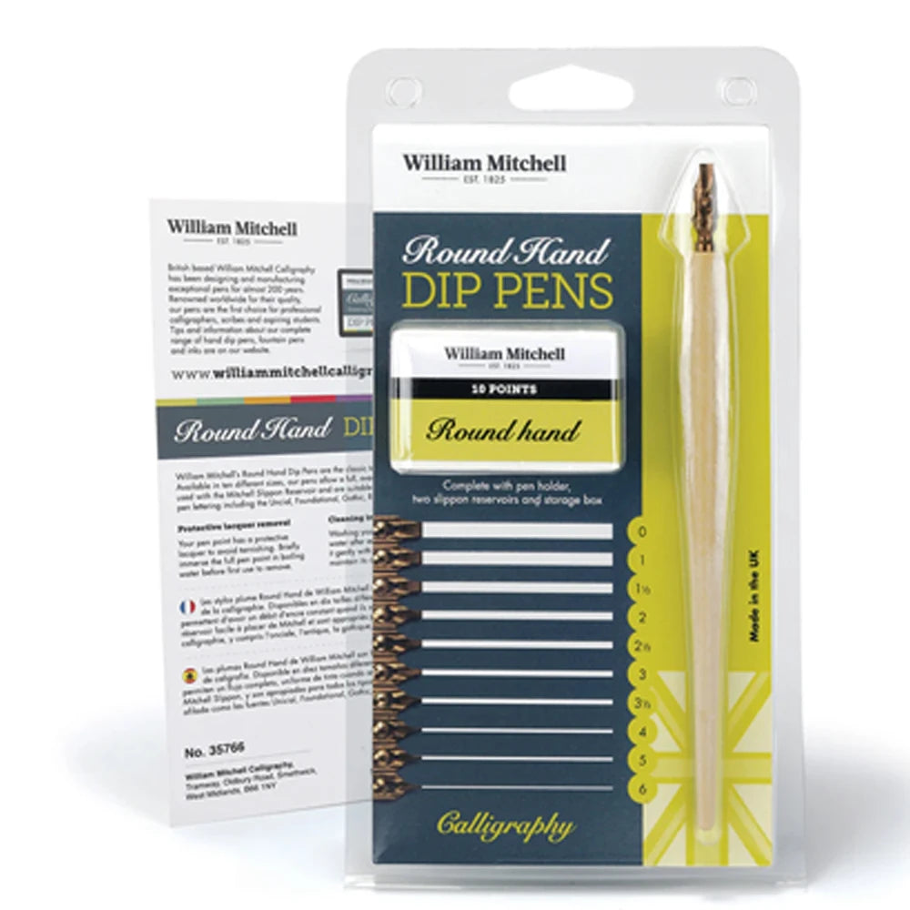 William Mitchell Round Hand Dip Pens (10 Uç) (Sol El - Oblik)