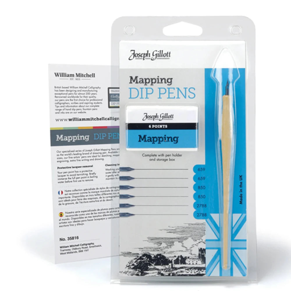 William Mitchell Joseph Gillott Mapping Dip Pens (6 Uç)