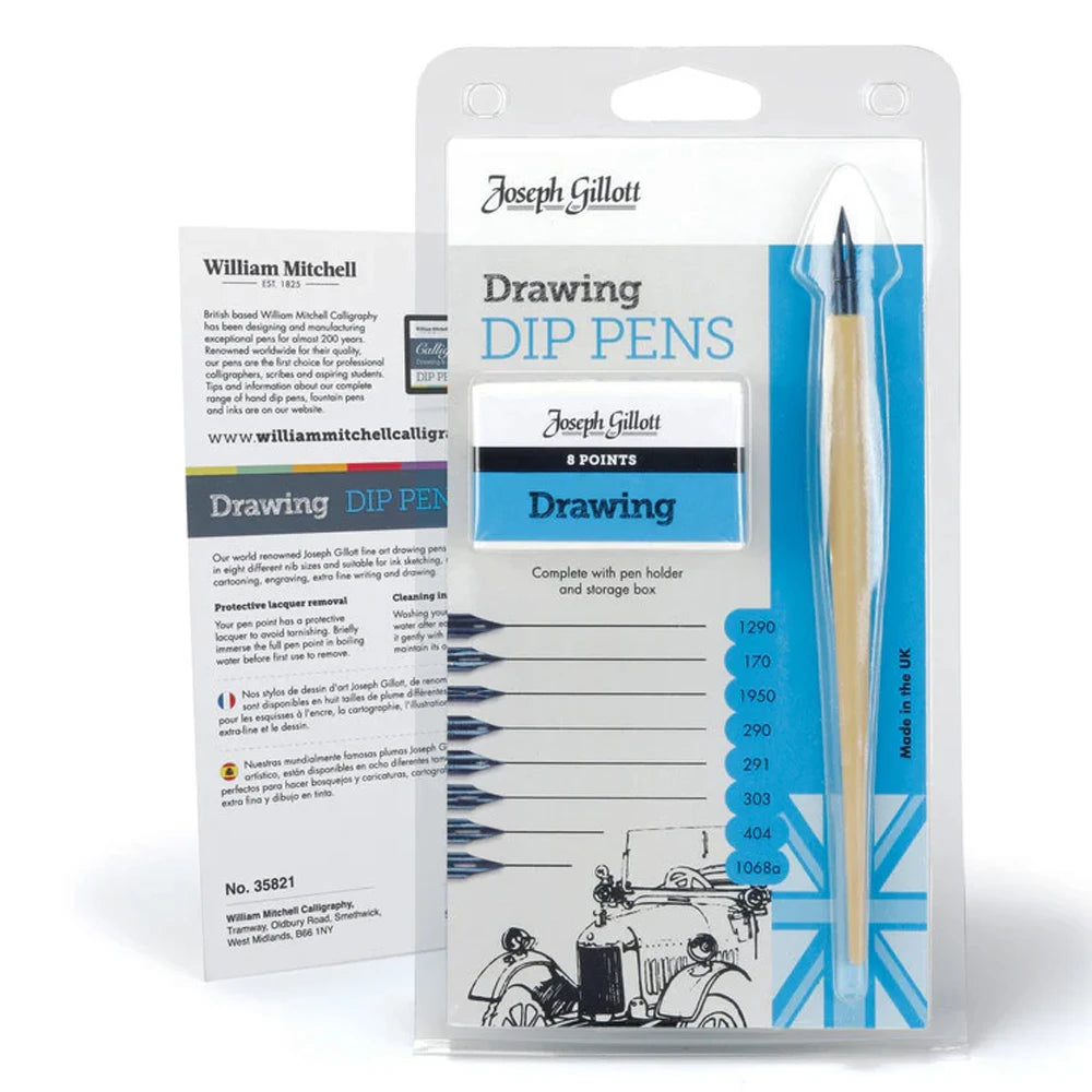 William Mitchell Joseph Gillott Drawing Dip Pens (8 Uç)
