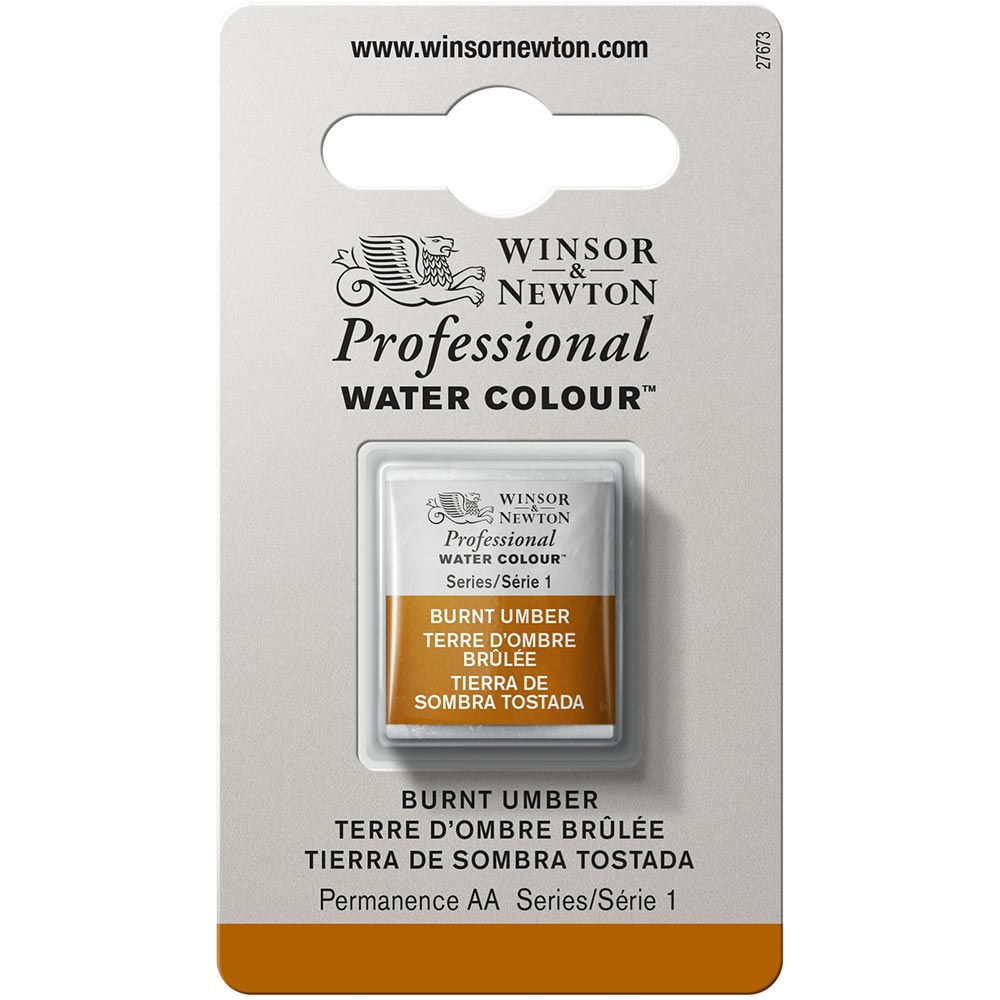 Winsor & Newton Professional Sulu Boya Burnt Umber 076 S.1 (Yarım Tablet)