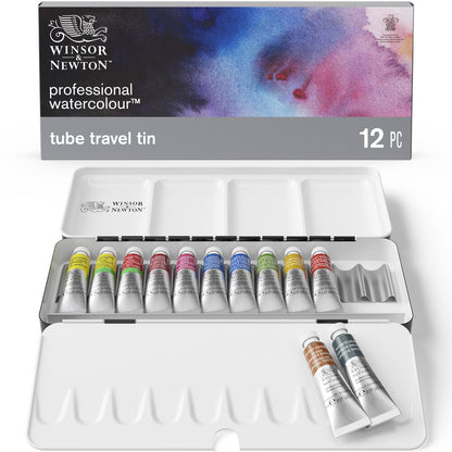 Winsor & Newton Professional Water Colour Lightweight Sketchers Box (Metal Kutulu 12 x 5ml Sulu Boya Seti)