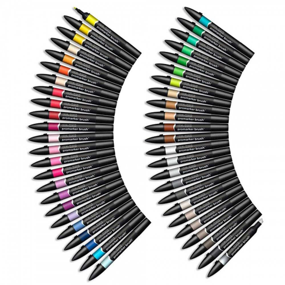 Winsor & Newton Promarker Brush Karışık Masaüstü Standlı Set (48 renk)