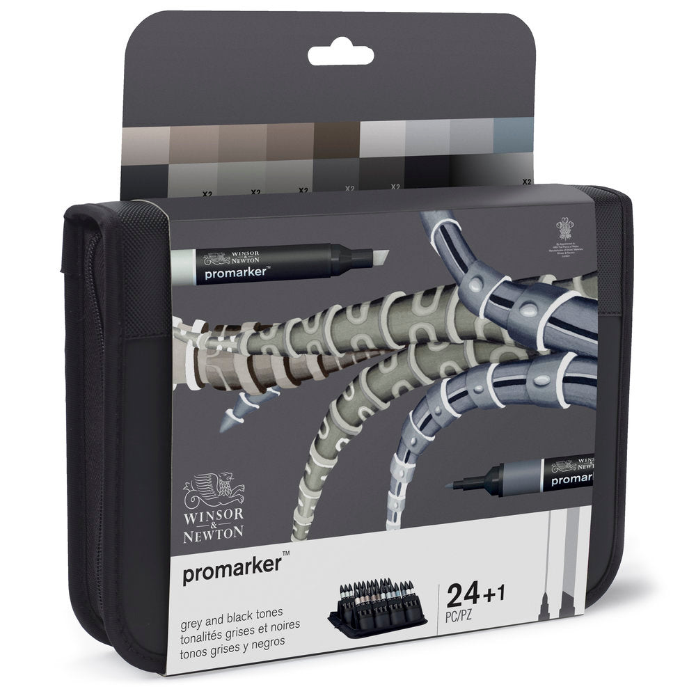 Winsor & Newton Promarker Siyah Gri Çantalı Set (24 renk)