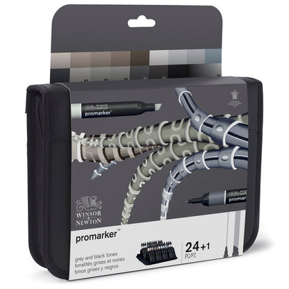 Winsor & Newton Promarker Siyah Gri Çantalı Set (24 renk)