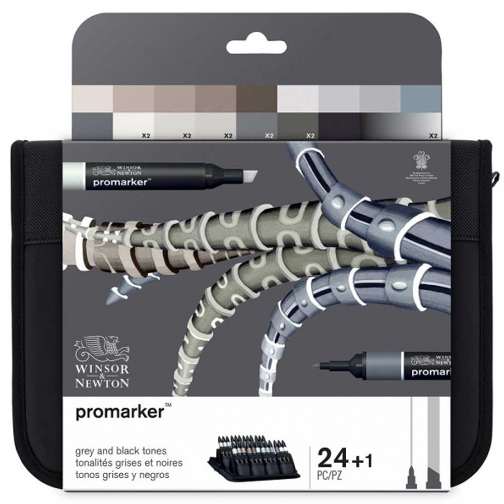Winsor & Newton Promarker Siyah Gri Çantalı Set (24 renk)