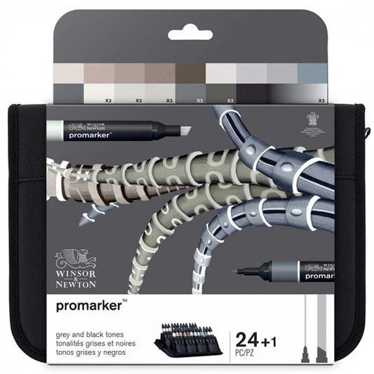 Winsor & Newton Promarker Siyah Gri Çantalı Set (24 renk)