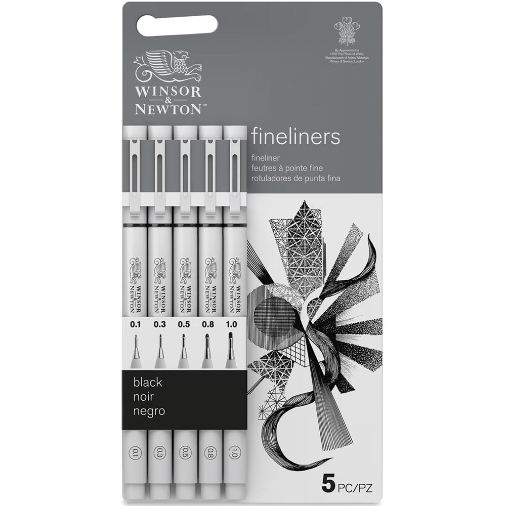 Winsor & Newton Fineliner Çizim Kalemi Seti 0,1mm Siyah 5'li