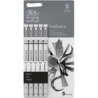 Winsor & Newton Fineliner Çizim Kalemi Seti 0,1mm Siyah 5'li