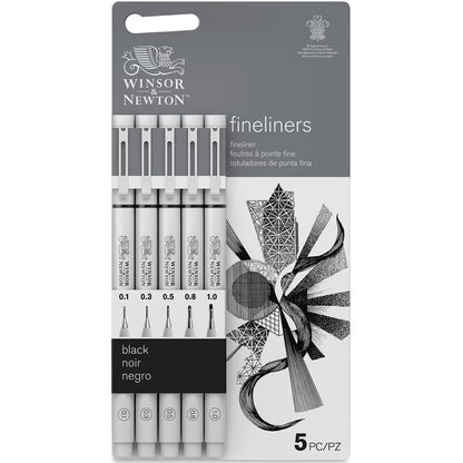 Winsor & Newton Fineliner Çizim Kalemi Seti 0,1mm Siyah 5'li