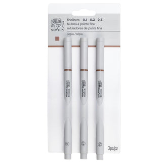 Winsor & Newton Fineliner Sepya Karışık Set (0.1, 0.3, 0.5)