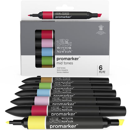 Winsor & Newton Promarker Ara Tonlar Seti (6 renk)