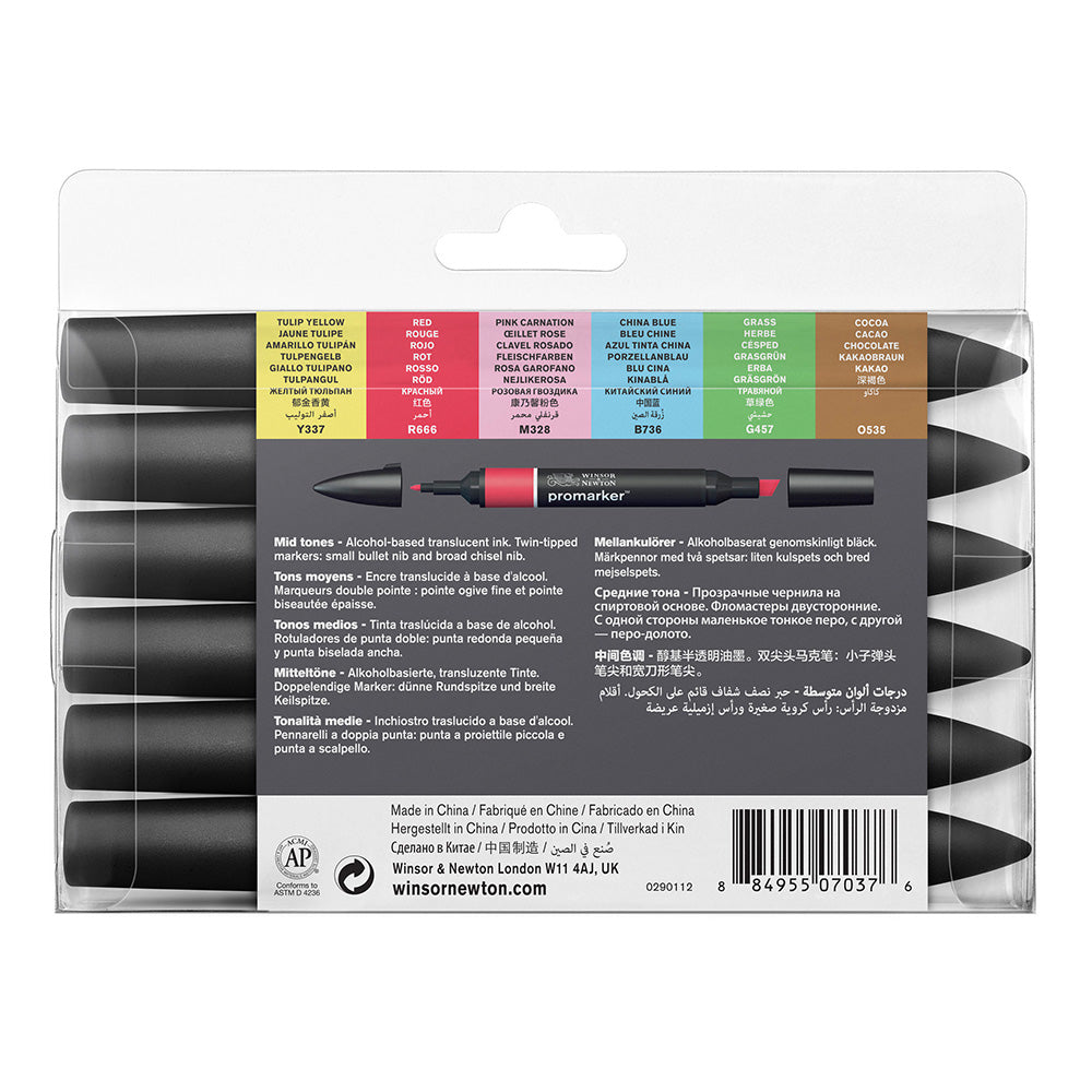 Winsor & Newton Promarker Ara Tonlar Seti (6 renk)