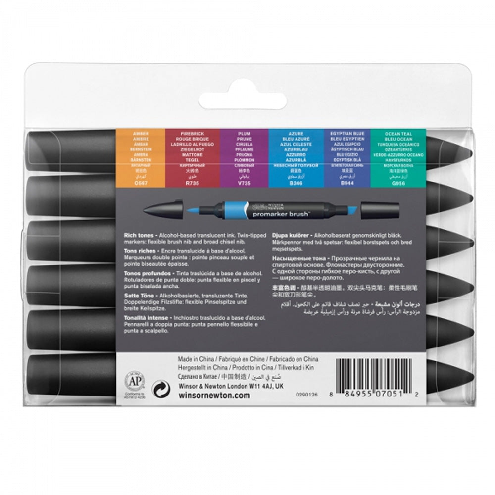 Winsor & Newton Promarker Brush Zengin Tonlar Seti (6 renk)