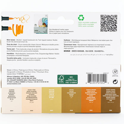 Winsor & Newton Promarker Brush Ten Renkleri Seti (6 renk)