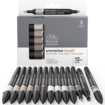 Winsor & Newton Promarker Brush Gri Tonlar Seti (12 renk)