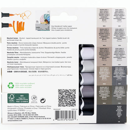Winsor & Newton Promarker Brush Gri Tonlar Seti (12 renk)