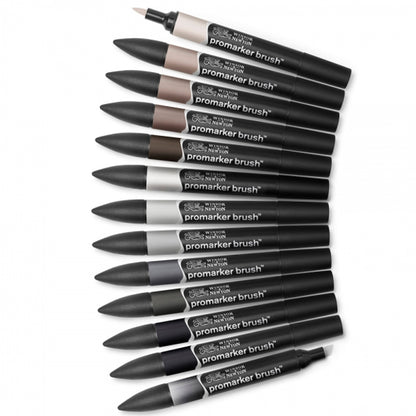 Winsor & Newton Promarker Brush Gri Tonlar Seti (12 renk)