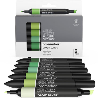 Winsor & Newton Promarker Yeşil Tonlar Seti (6 renk)