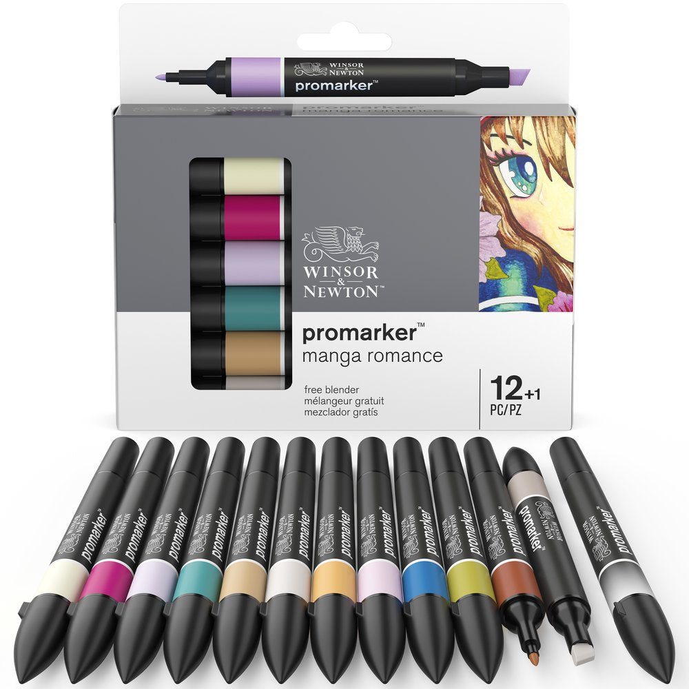 Winsor & Newton Promarker Manga Romance (12 renk+karıştırıcı )