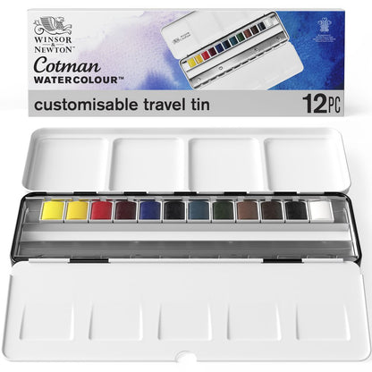 Winsor & Newton Cotman Blue Box (12 x Yarım Tablet Sulu Boya Seti)