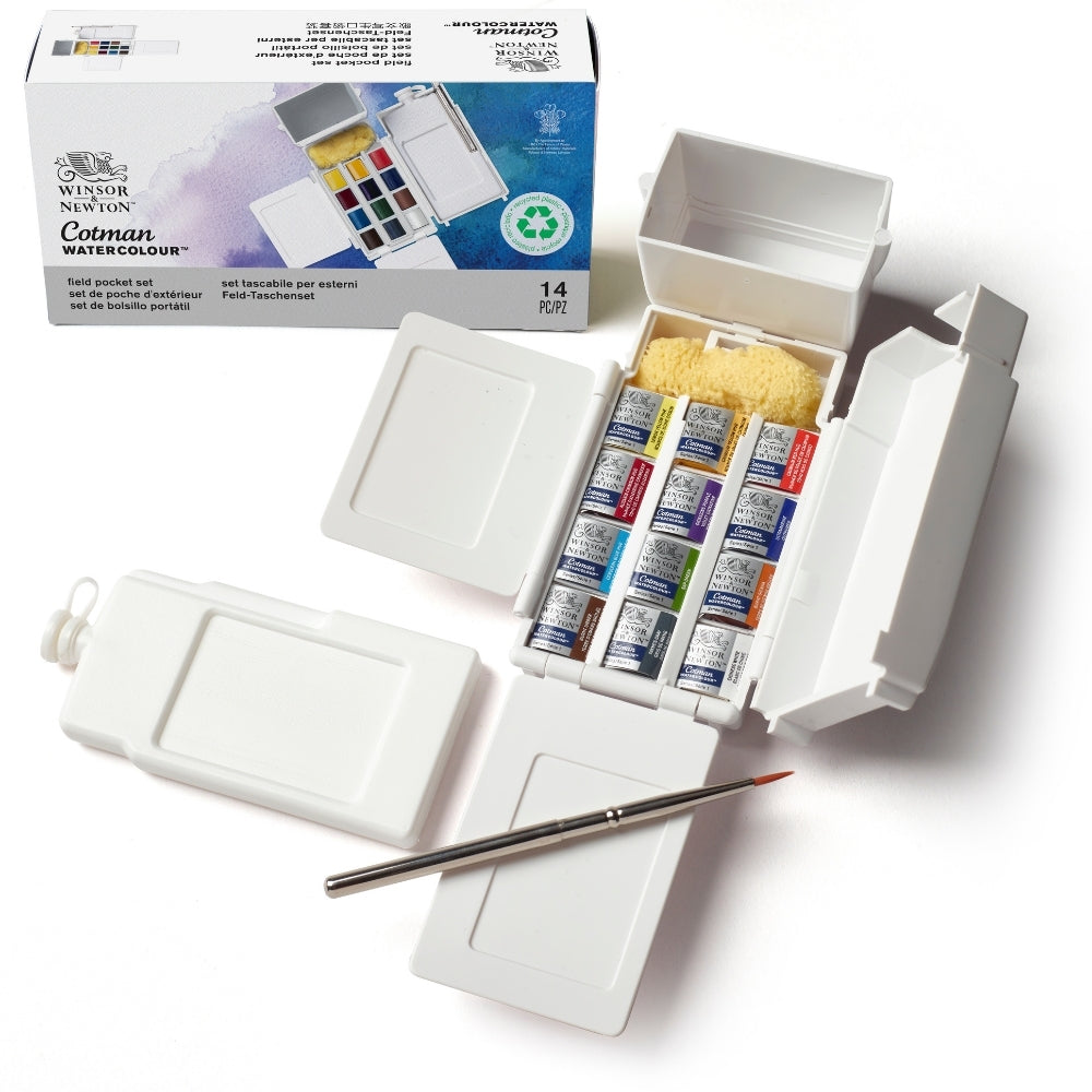 Winsor & Newton Cotman Field Box - Kır Tipi (12 x Yarım Tablet Sulu Boya Seti)