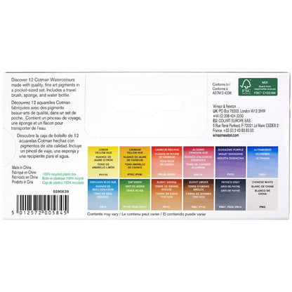 Winsor & Newton Cotman Field Box - Kır Tipi (12 x Yarım Tablet Sulu Boya Seti)