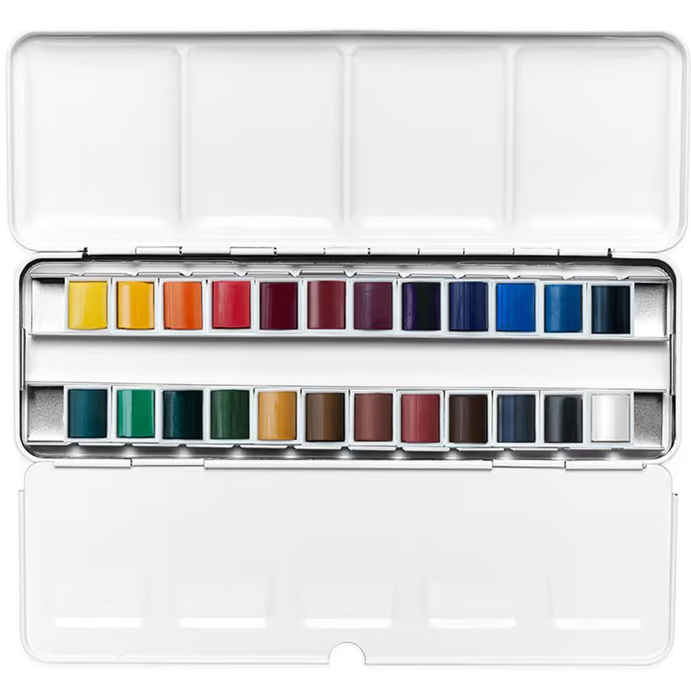 Winsor & Newton Cotman Sulu Boya Metal Kutulu Set Metal Sketch Box (24xYarım Tablet)