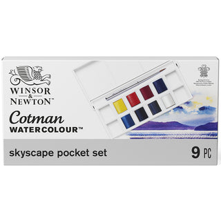 Winsor & Newton Cotman Gökyüzü Seti (8 x Yarım Tablet Suluboya Seti) + Fırça