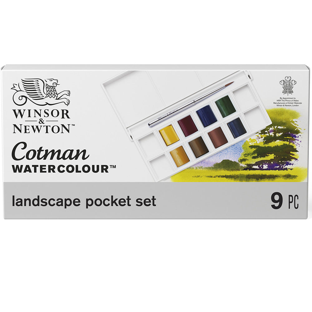 Winsor & Newton Cotman Manzara Seti (8 x Yarım Tablet Suluboya Seti) + Fırça