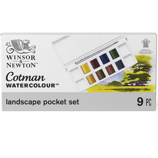 Winsor & Newton Cotman Manzara Seti (8 x Yarım Tablet Suluboya Seti) + Fırça