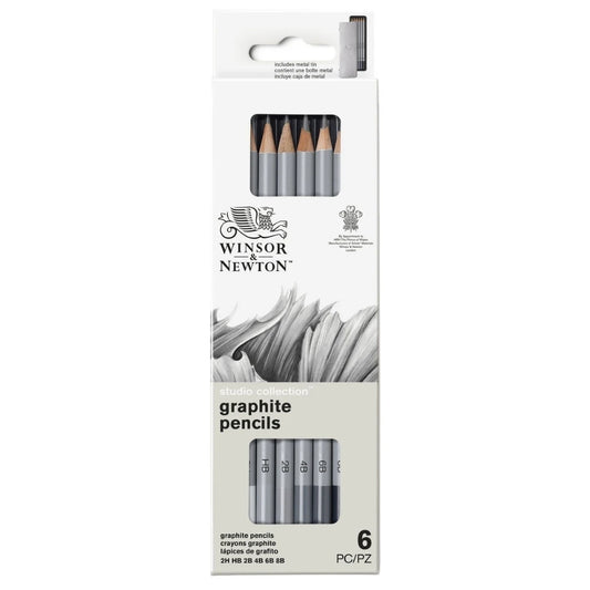 Winsor & Newton 6’lı Grafit Kalem Seti Karışık – Metal Kutulu