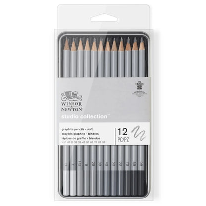 Winsor & Newton 12’li Grafit Kalem Seti Yumuşak – Metal Kutulu