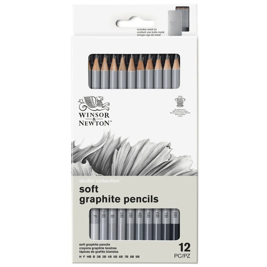 Winsor & Newton 12’li Grafit Kalem Seti Yumuşak – Metal Kutulu